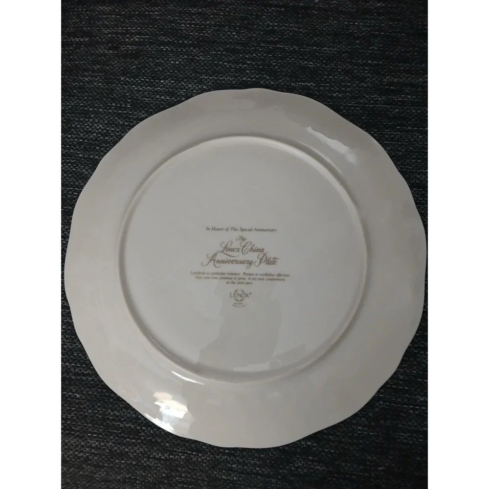 Vtg Lenox China Anniversary Plate Love Birds Gold Trim 12.5in Made In USA